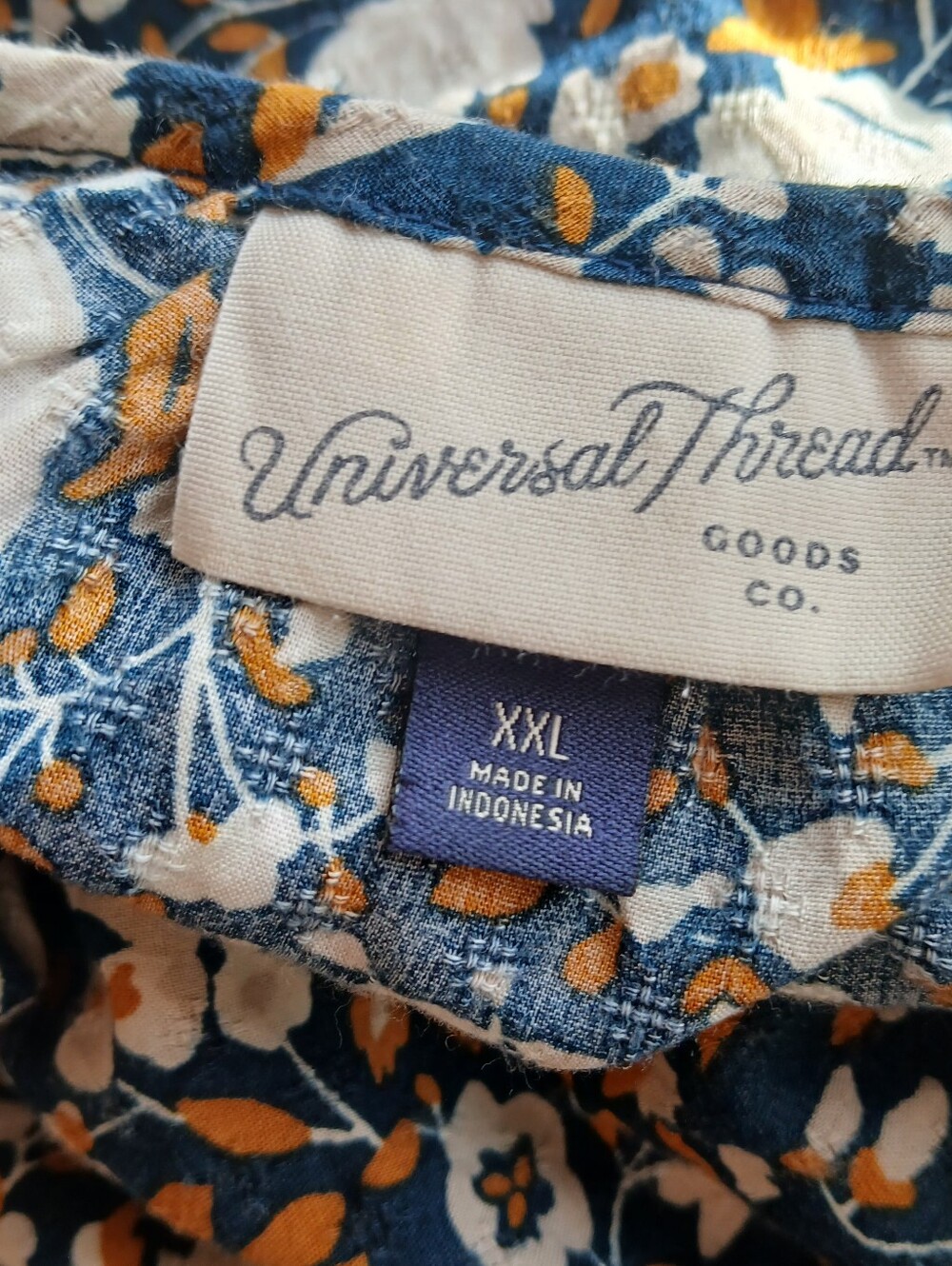 Universal Thread Navy and Orange Floral Smocked Peplum Blouse Size XXL - Picture 7 of 8